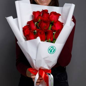 Букет из 11 красных роз 50 см (Эквадор)