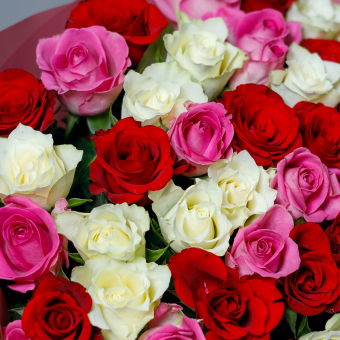 Букет из 51 розы розовый микс 50 см (Кения)