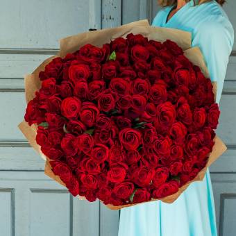 Букет из 101 красной розы 40 см (РФ)