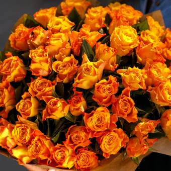 Роза оранжевая 50 см (Кения) поштучно