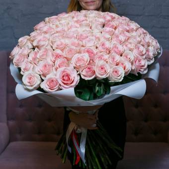 Букет из 101 розовой розы 70 см (Эквадор)