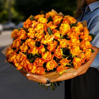 Букет из 51 оранжевой розы 50 см (Кения)
