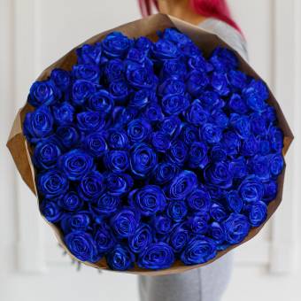 Букет из 101 синей розы 70 см (Эквадор)
