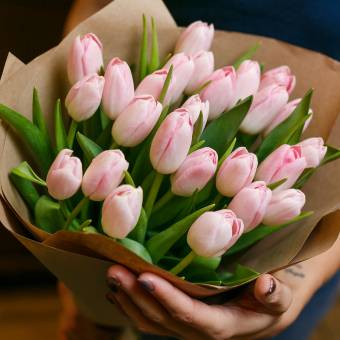Букет из 25 розовых тюльпанов
