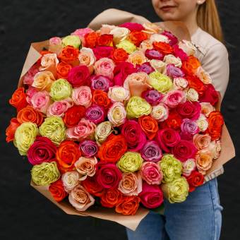 Букет из 101 розы микс 70 см (Эквадор)