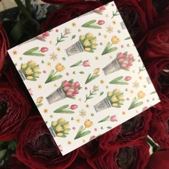 Мини-открытка "Вазочки с тюльпанами"