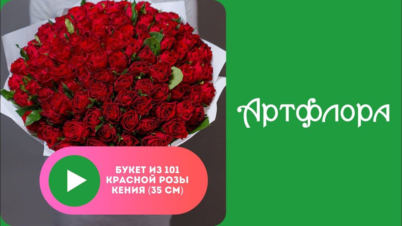 Embedded thumbnail for Букет из 101 красной розы Кения (35 см)